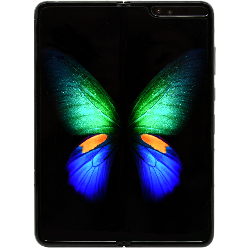 Image of a Wholesale Used Samsung Galaxy Fold Phone, front view with display on